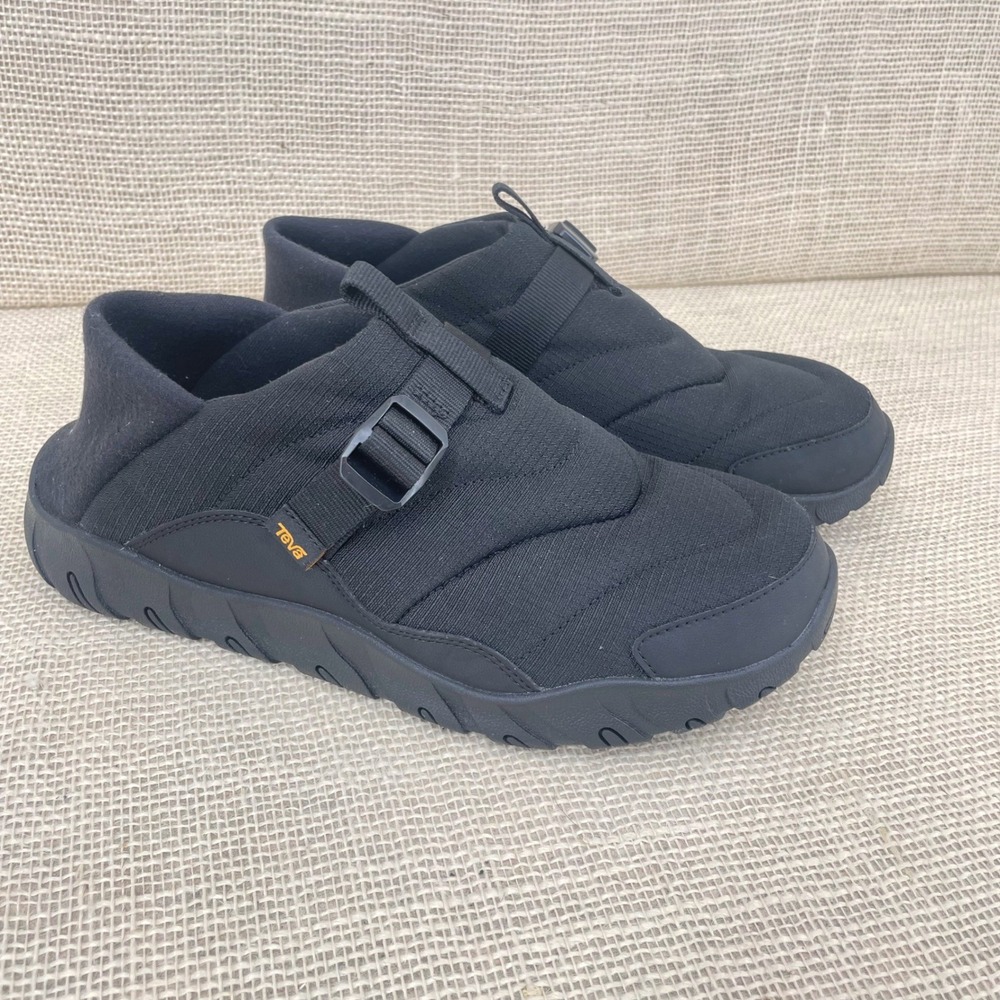 Teva ReEmber Commute Black Quilted Slip On Buckle Sneakers, slippers, Mens 10